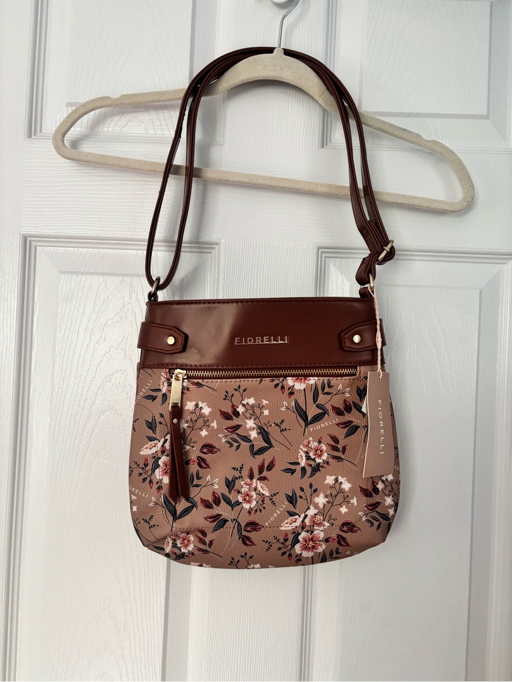 Fiorelli Brown Floral Crossbody Bag with Zip Pocket